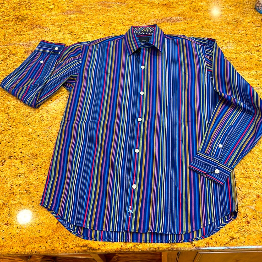 TAILORBYRD BOYS COLORFUL COTTON STRIPED BUTTON UP SHIRT WITH CONTRASTING CUFFS - Picture 2 of 8